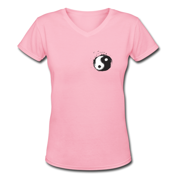 Women's V-Neck Ying Yang T-Shirt - pink