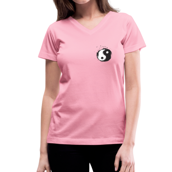 Women's V-Neck Ying Yang T-Shirt - pink