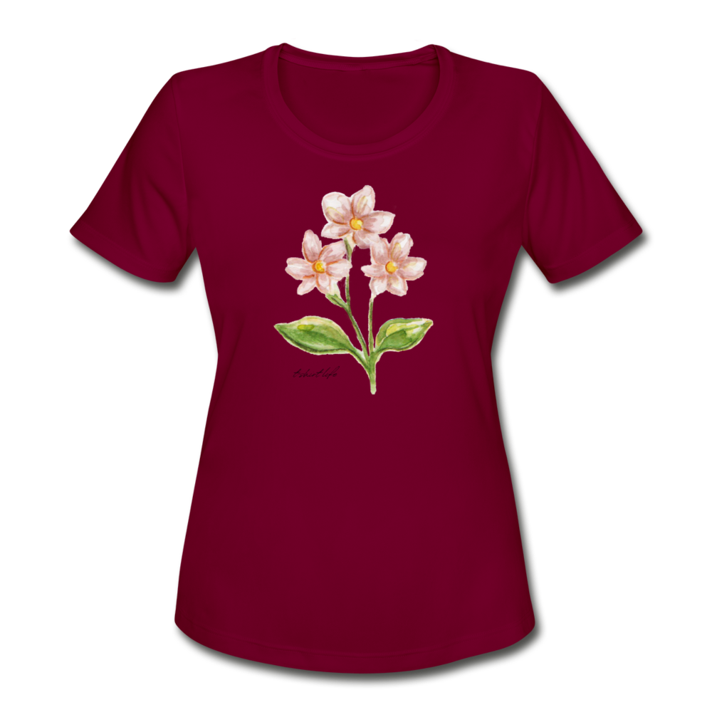 Women's Dry Fit Flower Tee - burgundy