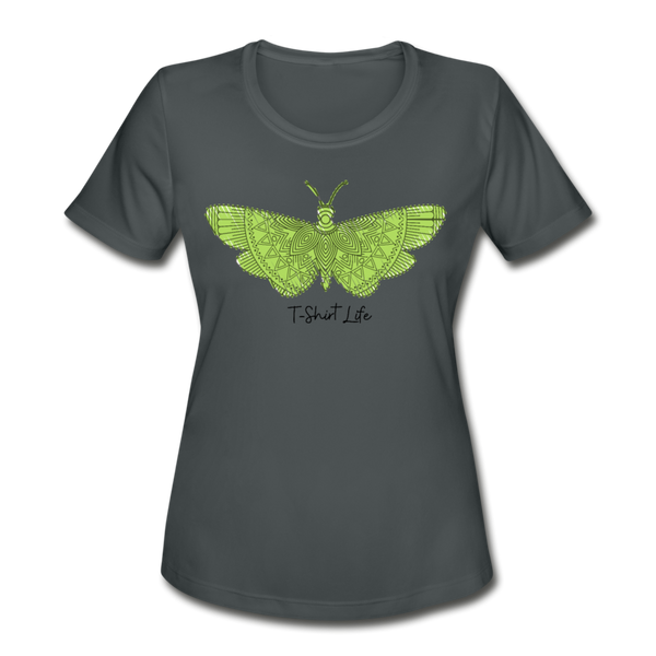 Women's Dry Fit Butterfly Tee - charcoal