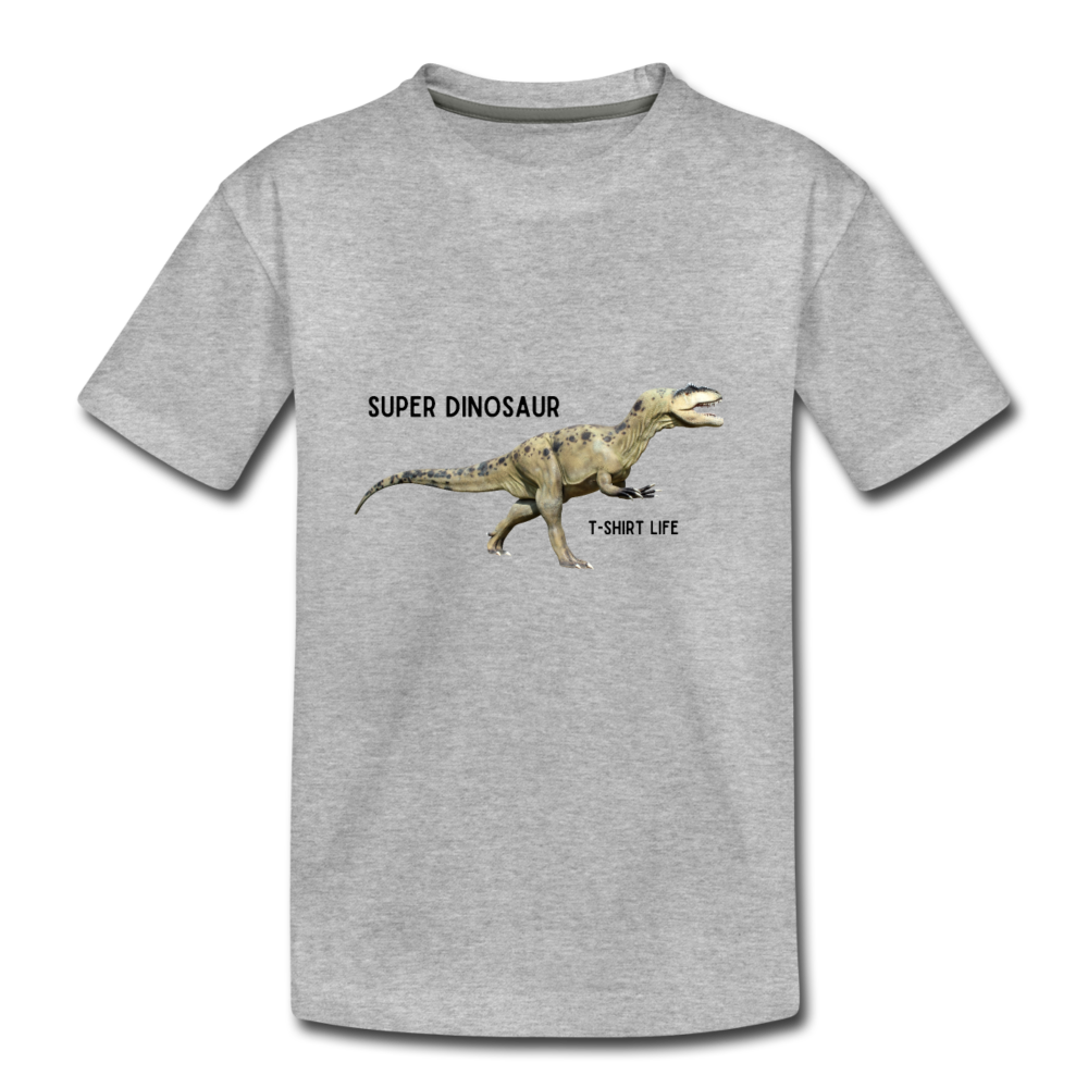 Kids' Premium Super Dino T-Shirt - heather gray