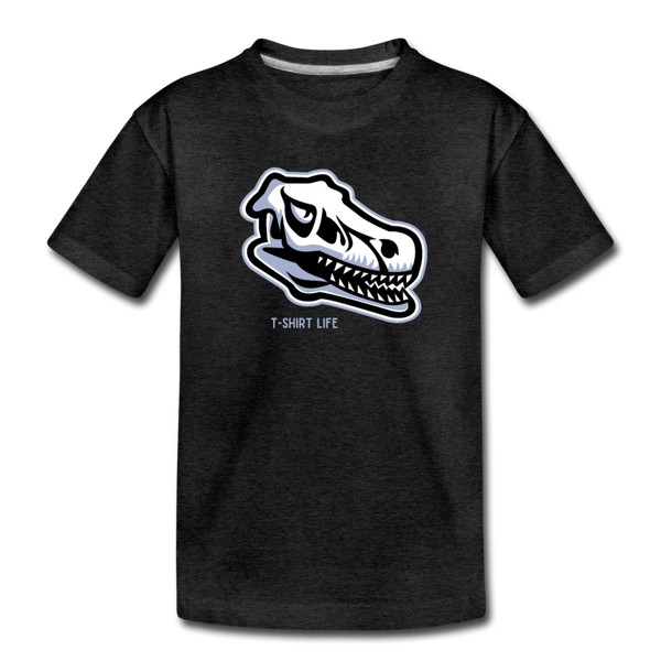 Kids' Premium Scary Dino T-Shirt - charcoal gray
