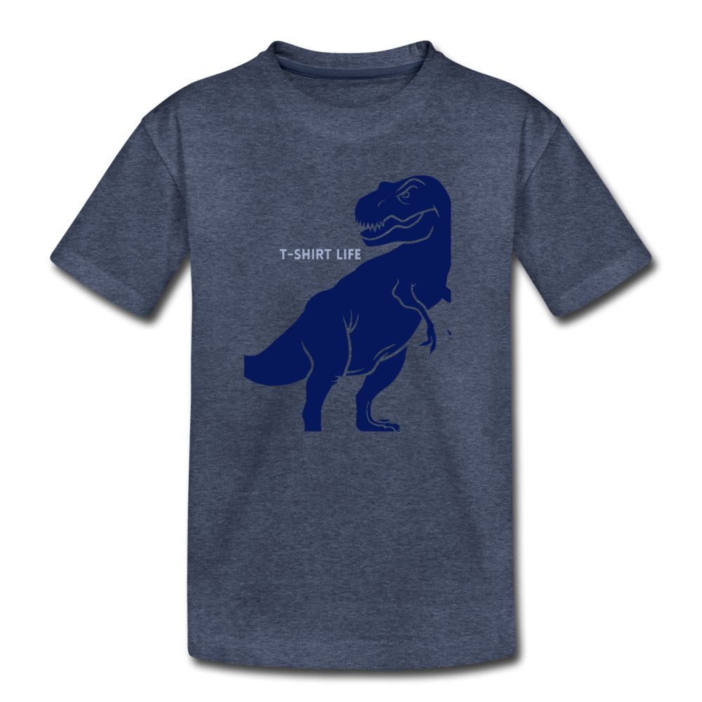 Kids' Premium Blue Dino T-Shirt - heather blue