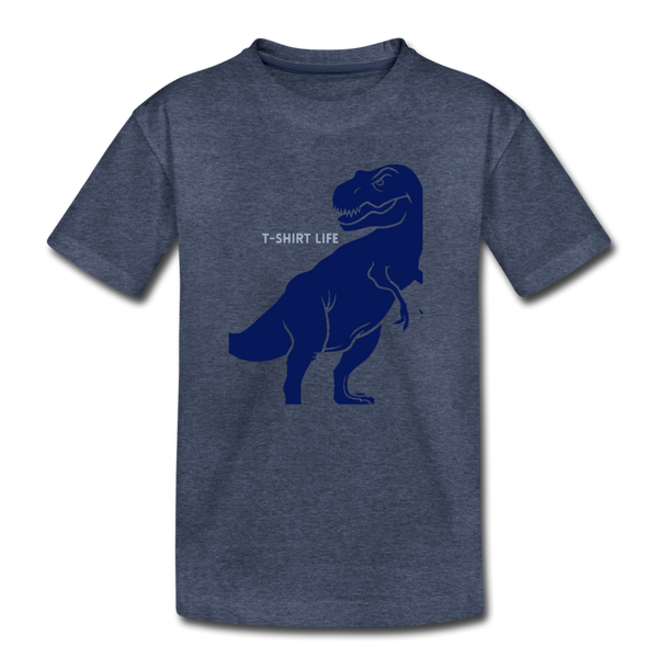 Kids' Premium Blue Dino T-Shirt - heather blue