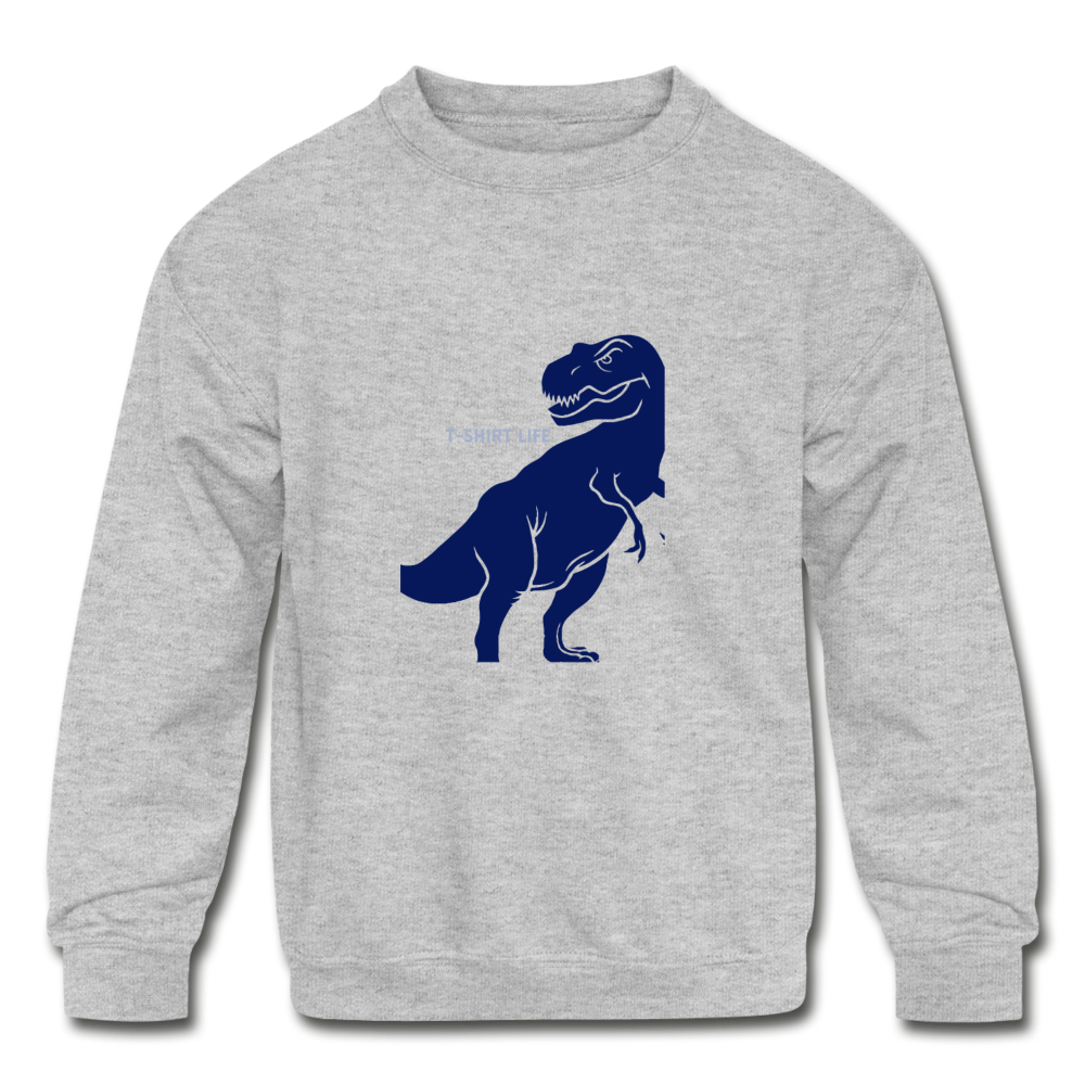 Blue Dinosaur Kids Sweatshirt - heather gray