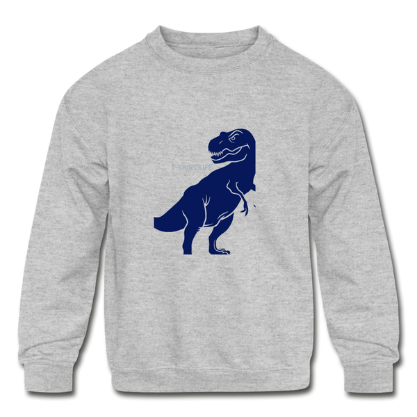 Blue Dinosaur Kids Sweatshirt - heather gray