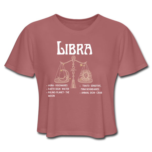 Women's Cropped Libra T-Shirt - mauve