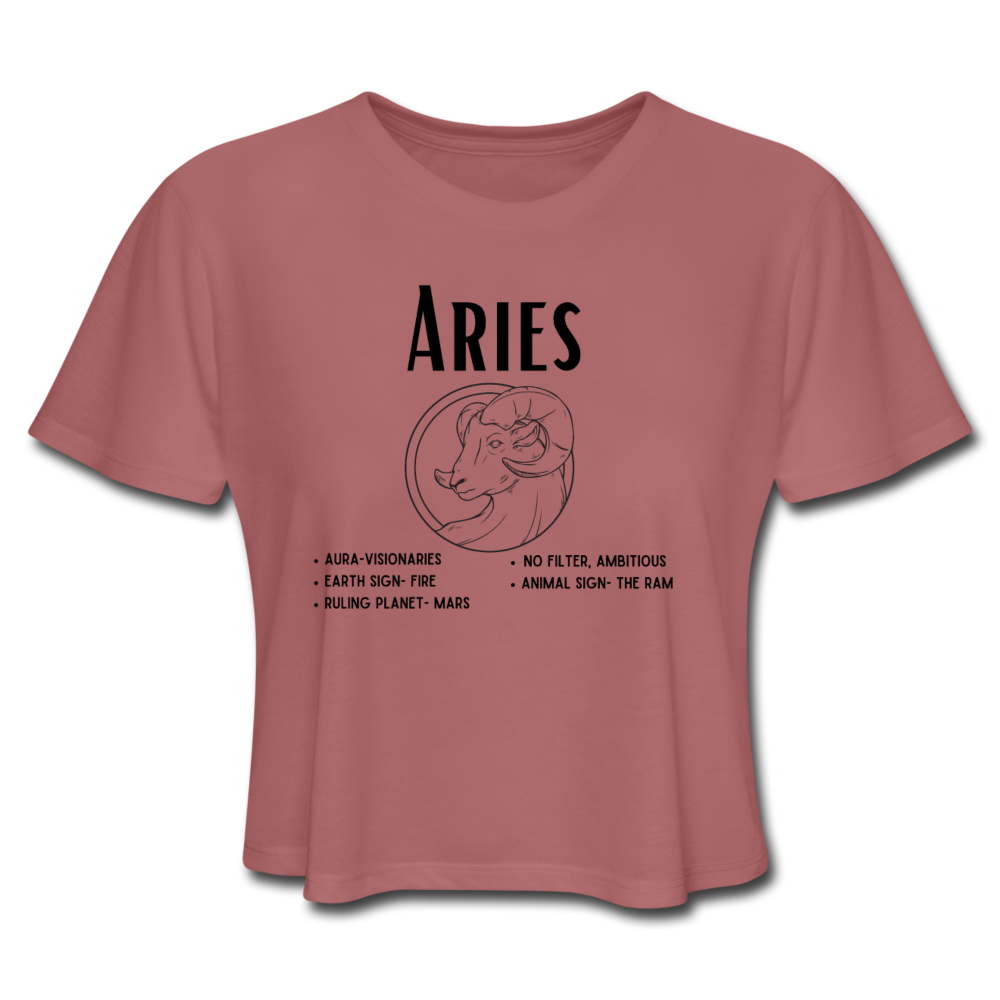 Women's Cropped Aries T-Shirt - mauve
