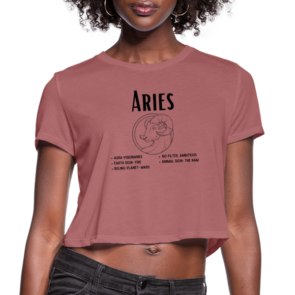 Women's Cropped Aries T-Shirt - mauve