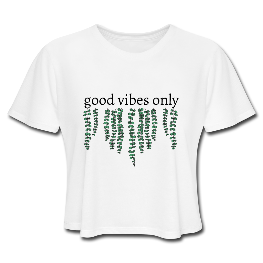 Women's Cropped Good Vibes T-Shirt - white