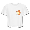 Women's Cropped Happy Cat T-Shirt - white