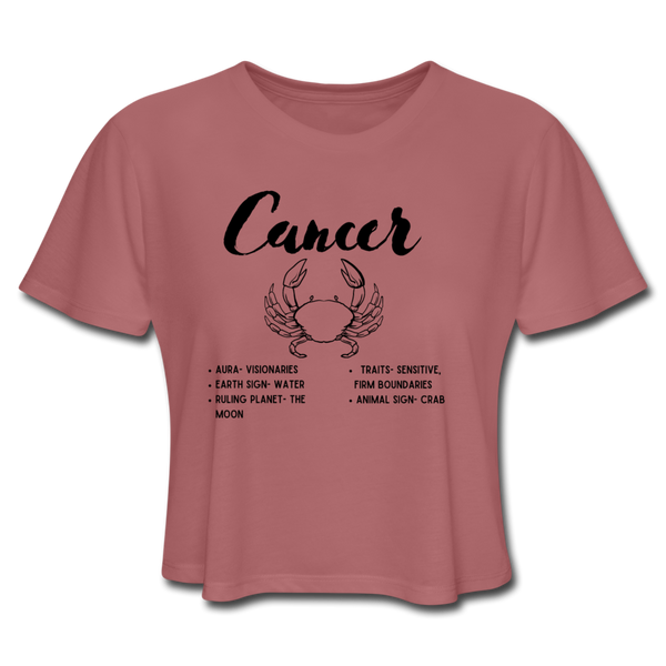 Women's Cropped Cancer T-Shirt - mauve