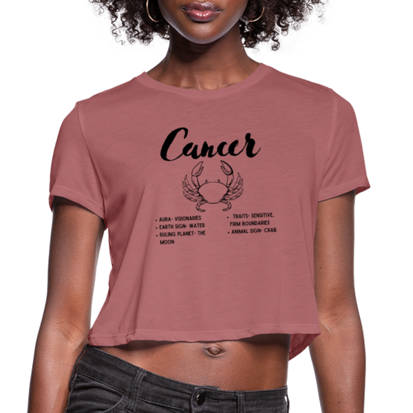 Women's Cropped Cancer T-Shirt - mauve