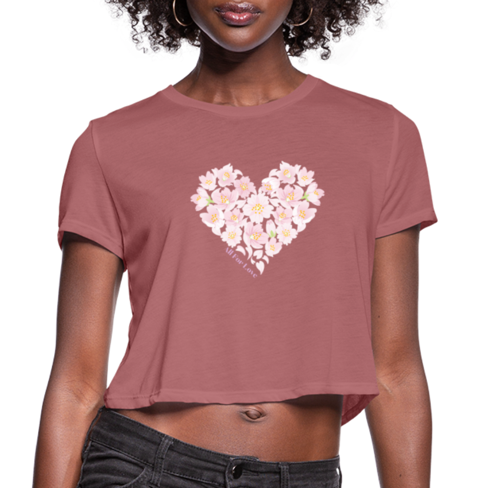 Women's Cropped Heart T-Shirt - mauve