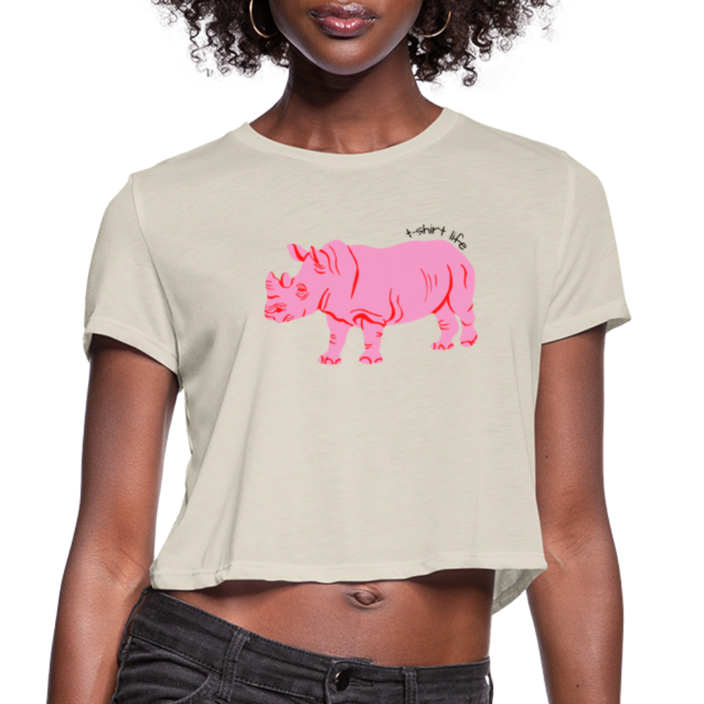 Women's Cropped Hippo T-Shirt - dust