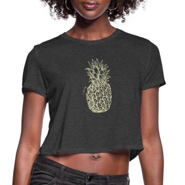 Women's Cropped Pineapple T-Shirt - deep heather