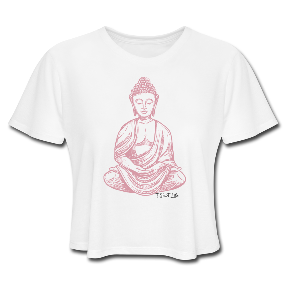 Women's Cropped Buddha T-Shirt - white
