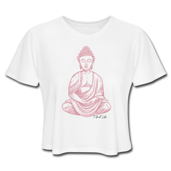 Women's Cropped Buddha T-Shirt - white