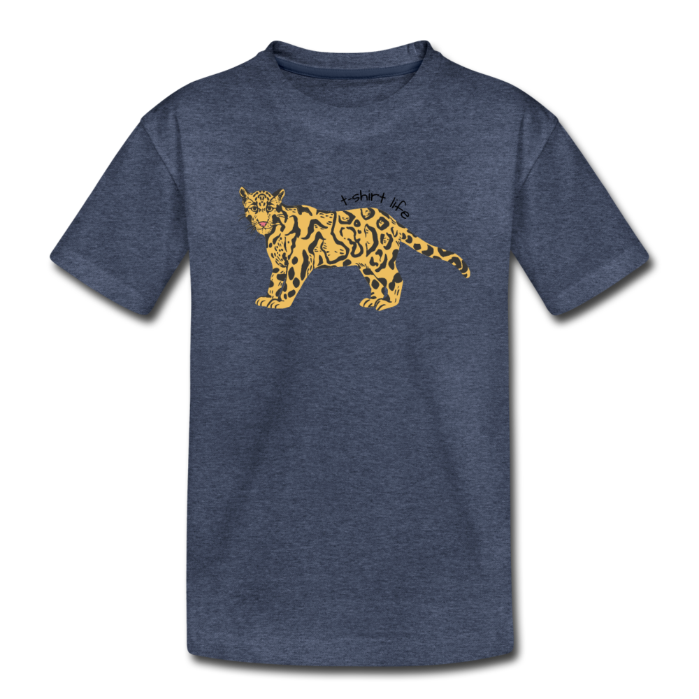 Kids' Cheetah tee - heather blue