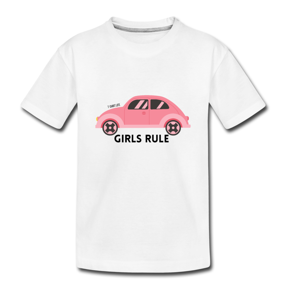 Kid's Pink Car Tee - white