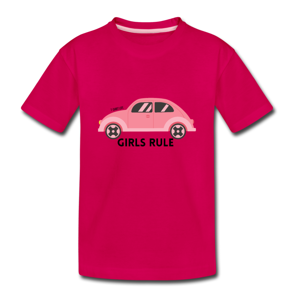 Kid's Pink Car Tee - dark pink