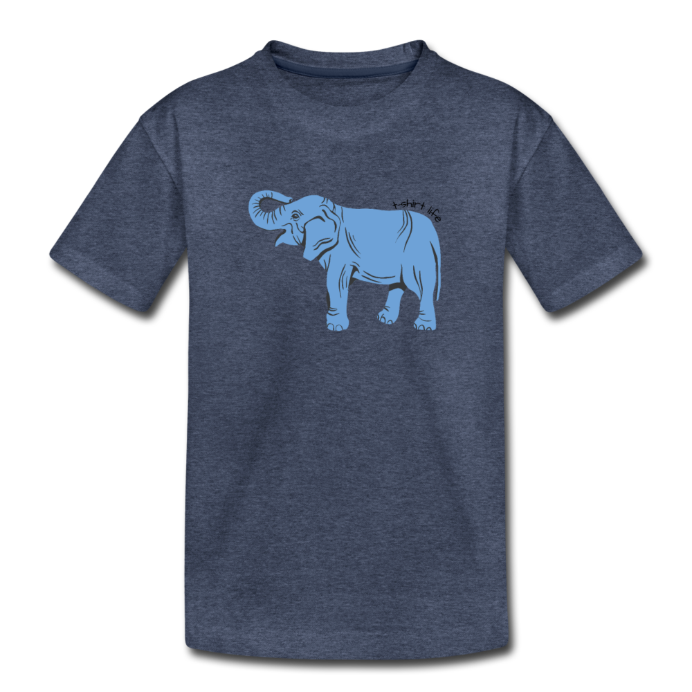 Kids' elephant tee - heather blue