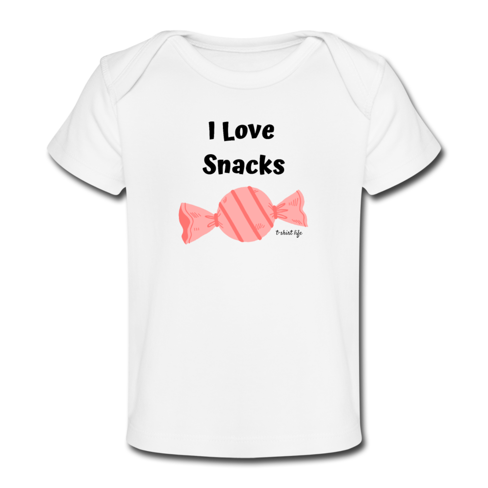 I Love Snacks Baby T-Shirt - white