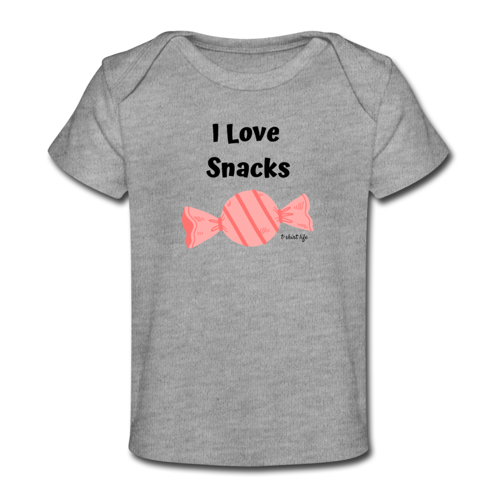 I Love Snacks Baby T-Shirt - heather gray