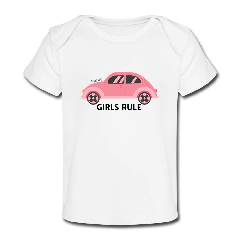 Girls Rule Baby T-Shirt - white