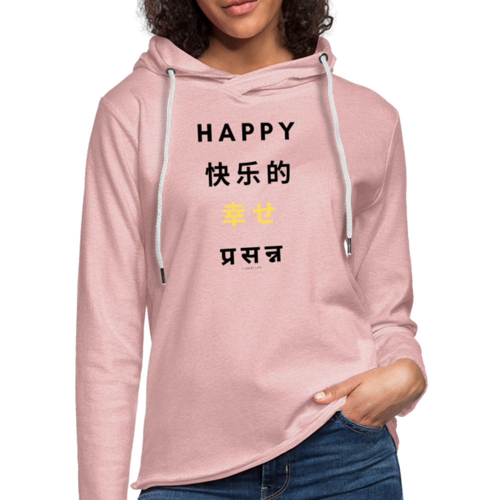 Happy Lightweight Hoodie - cream heather pink