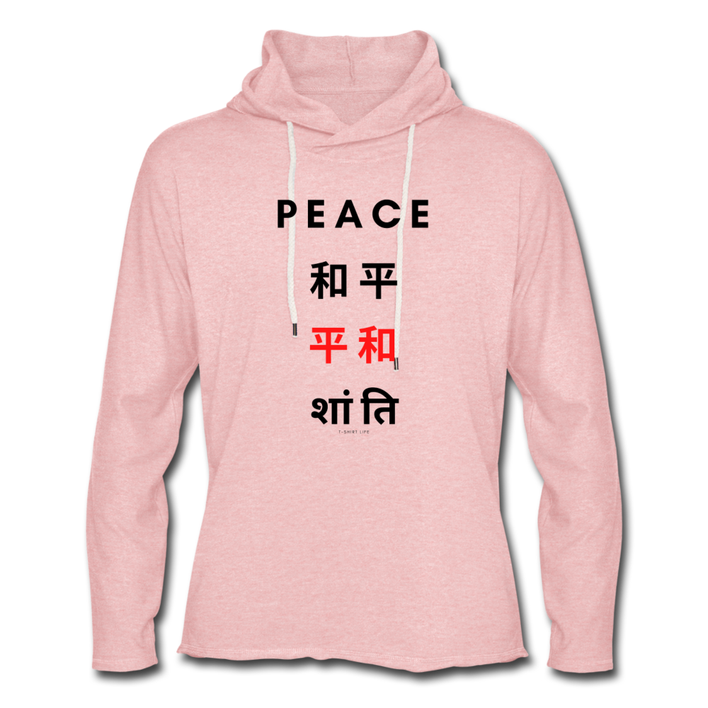 Peace Lightweight Hoodie - cream heather pink