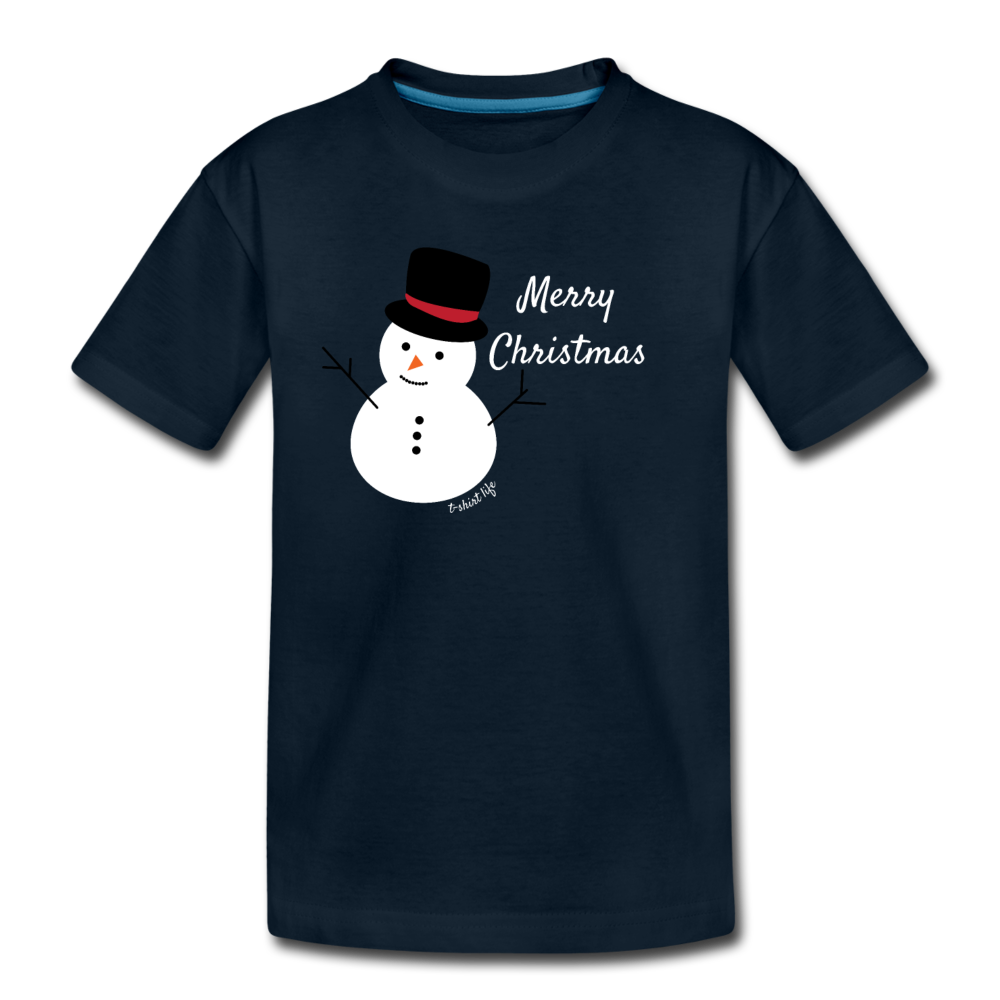 Kids' Premium Snowman T-Shirt - deep navy